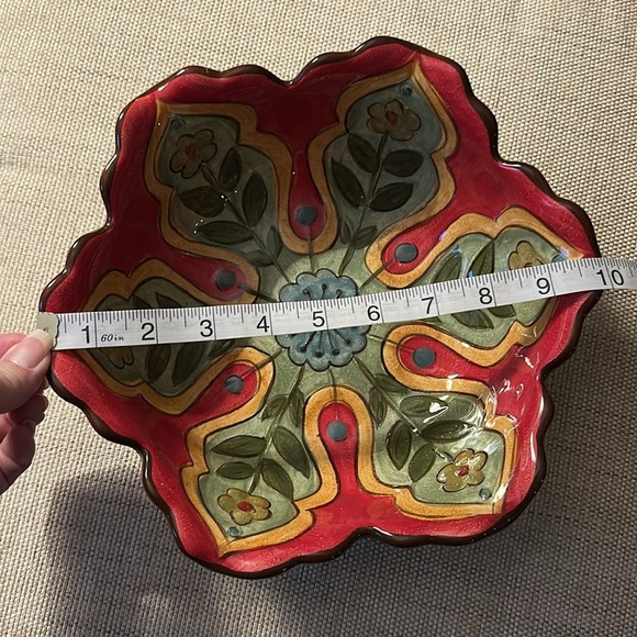 Pier1 Imports Carynthum Hand Painted Floral Pottery Vegetable Salad Serving Bowl - Picture 11 of 12
